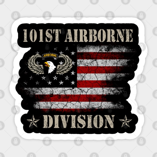 Proud 101st Airborne Division Veteran American Flag Gift Sticker by floridadori